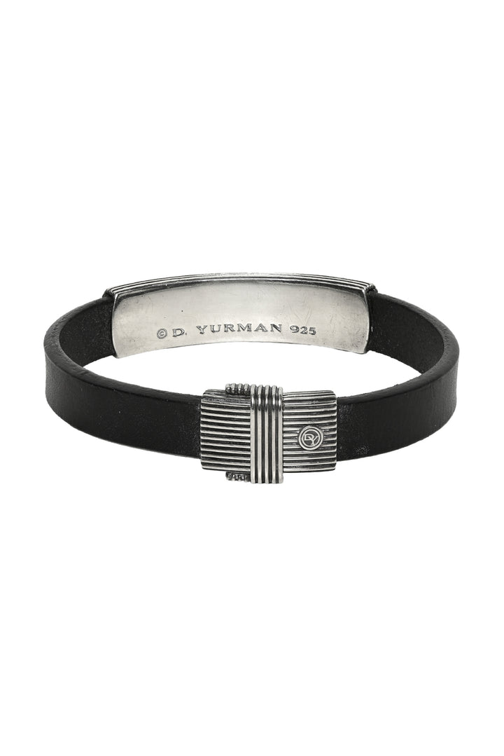 David Yurman Men's Striated Sterling Silver & Leather ID Bracelet