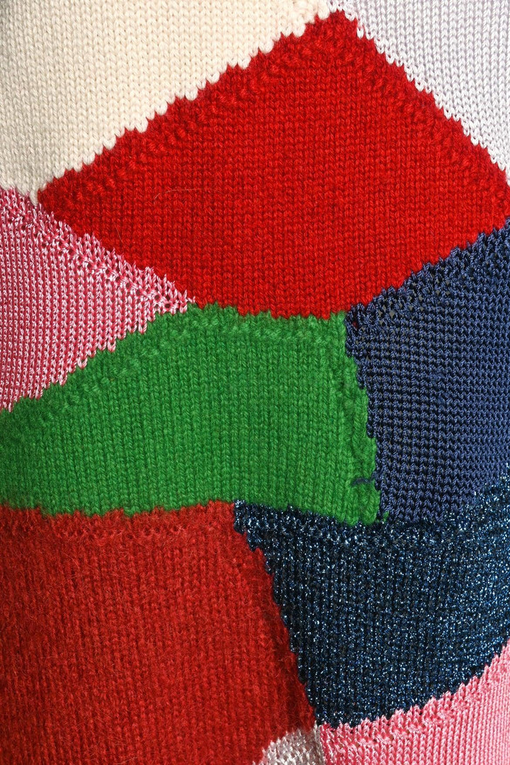 Burberry Size S Patchwork Cashmere And Wool Blend Sweater