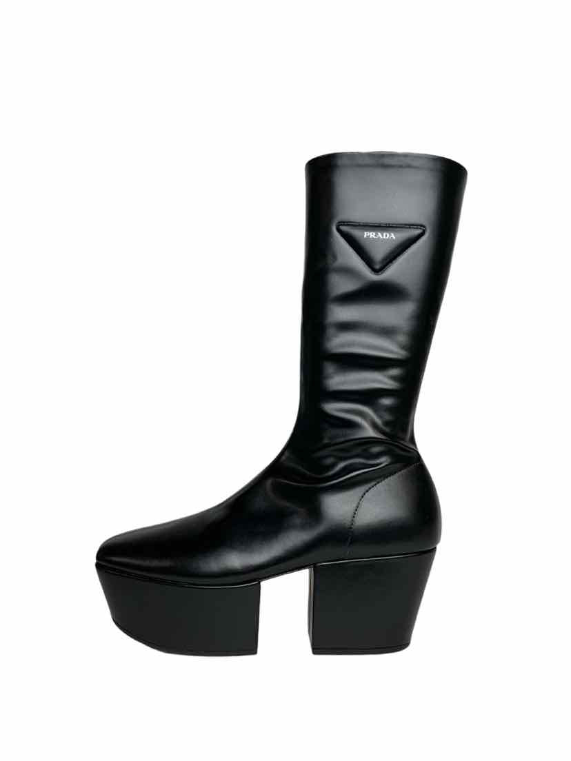 Prada Size 39 Nappa Tech Logo Platform Boots