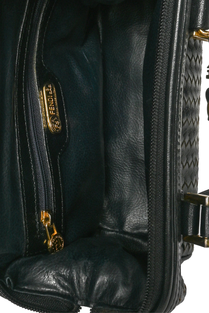 Fendi Vintage Woven Leather Mini Boston Bag