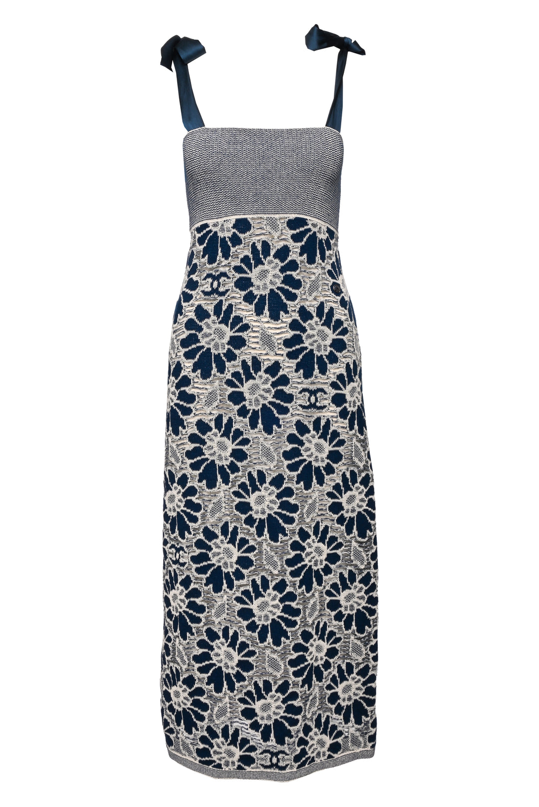 Chanel Size 4 2020 Crochet Overlay Camelia Midi Sundress