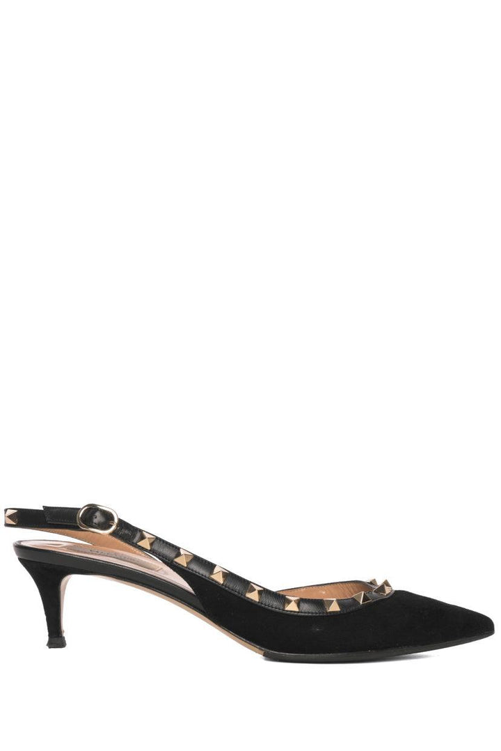 Valentino Size 40.5 Rockstud Pointed Toe Slingback Pumps