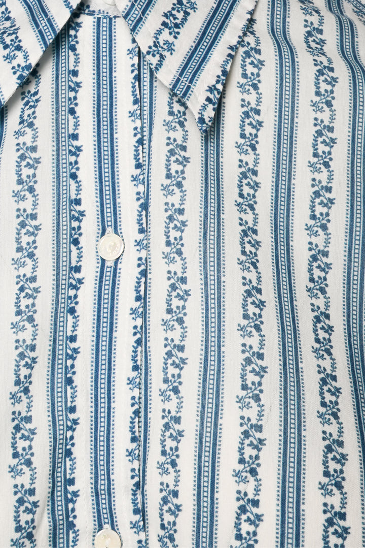 Nili Lotan Size M Floral Striped Blouse