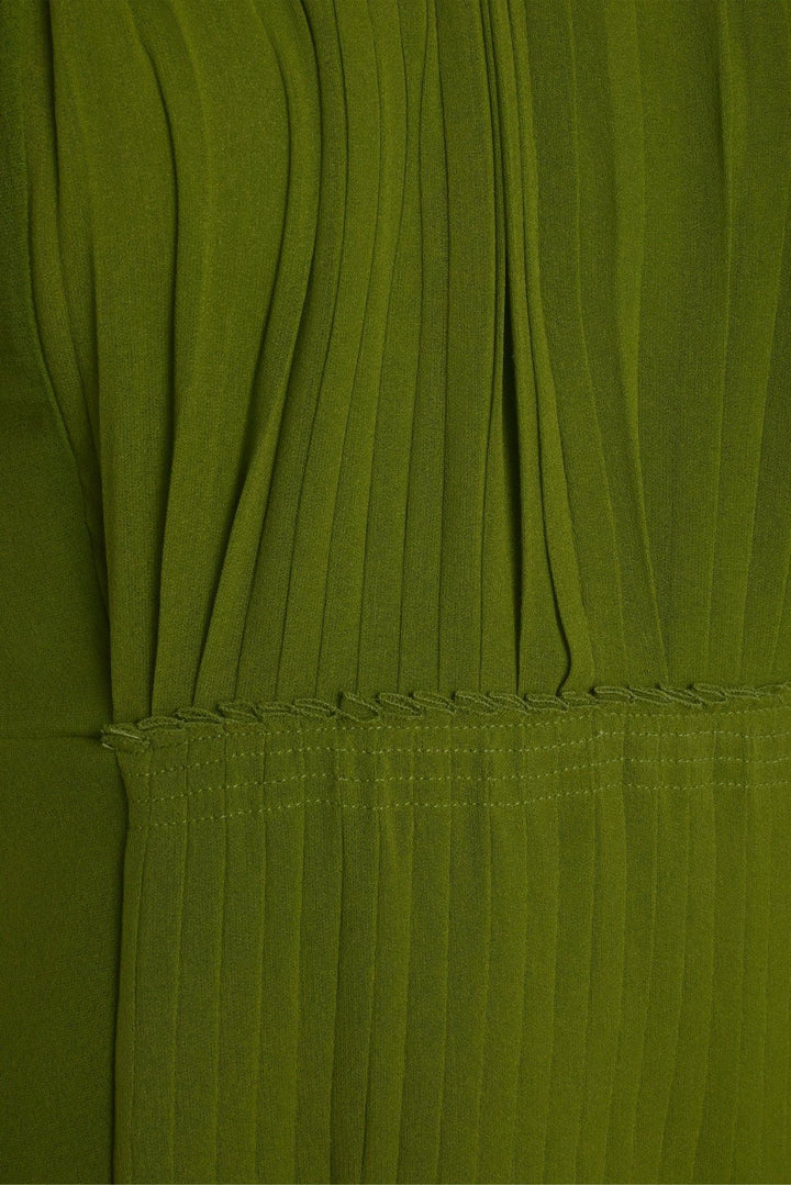 Burberry Prorsum Size 40 Short Sleeve Silk Pleated Midi Dress