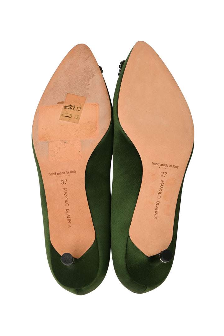 Manolo Blahnik Size 37 Hangisi Satin Pumps