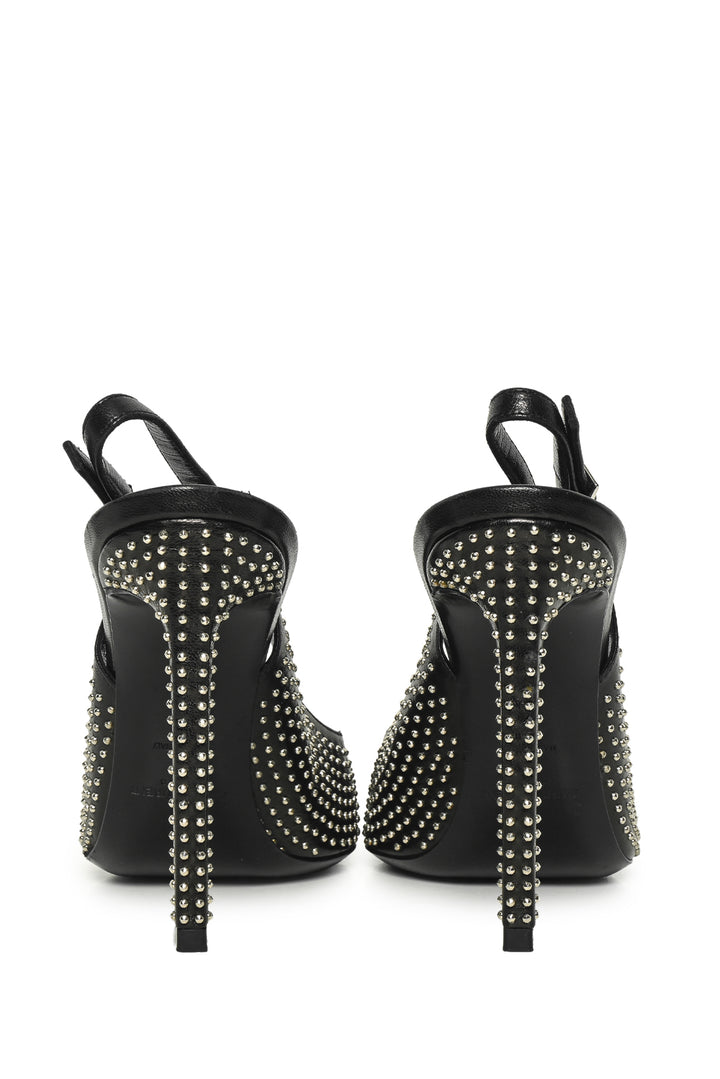 Saint Laurent Size 36 Leather Studded Slingback Pumps