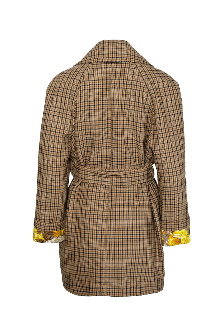 MSGM Size 38 Mid-Length Check Print Jacket