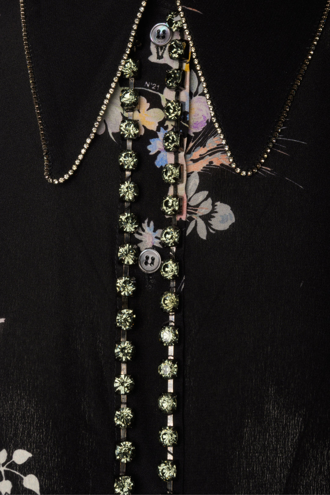 No. 21 Size 8 Crystal Embellished Floral Silk Blouse