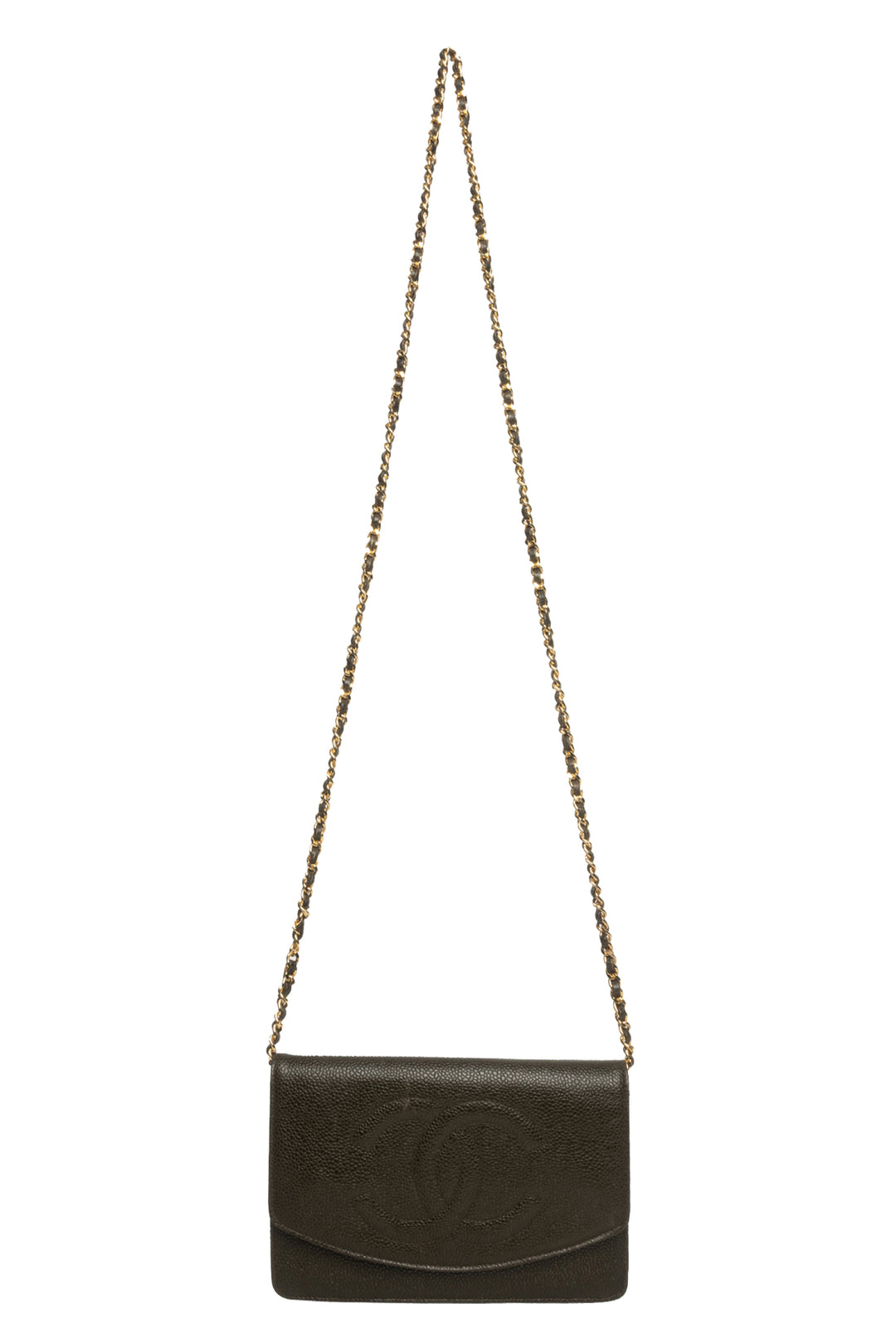 Chanel Caviar Interlocking CC Logo Wallet On Chain Shoulder Bag