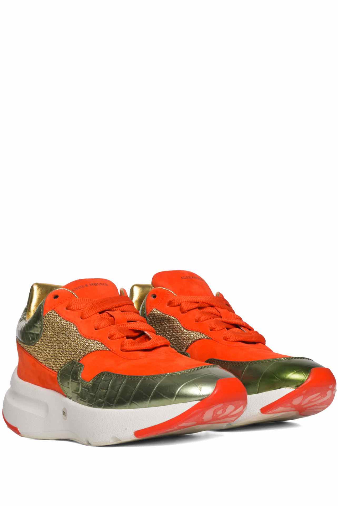 Alexander Mcqueen Size 37.5 Metallic Leather & Suede Sneaker