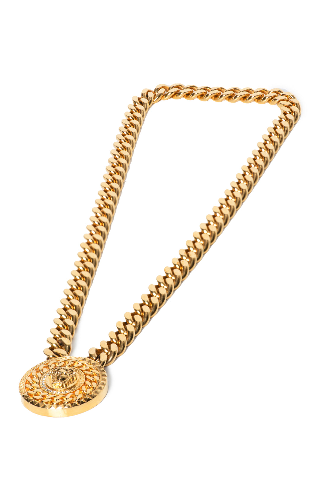 Versace Size OS Crystal Medusa Medallion Necklace