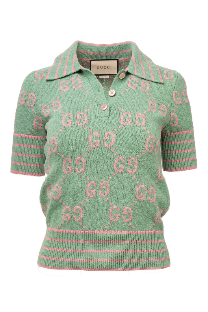 Gucci Size XS GG Cotton-Blend Jacquard Polo Tops