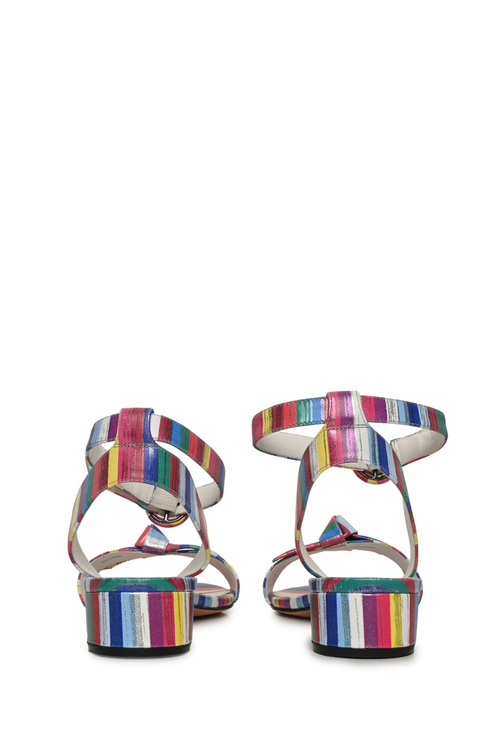 Alexandre Birman Size 39.5 Clarita 30 Multi Stripe Leather Sandals