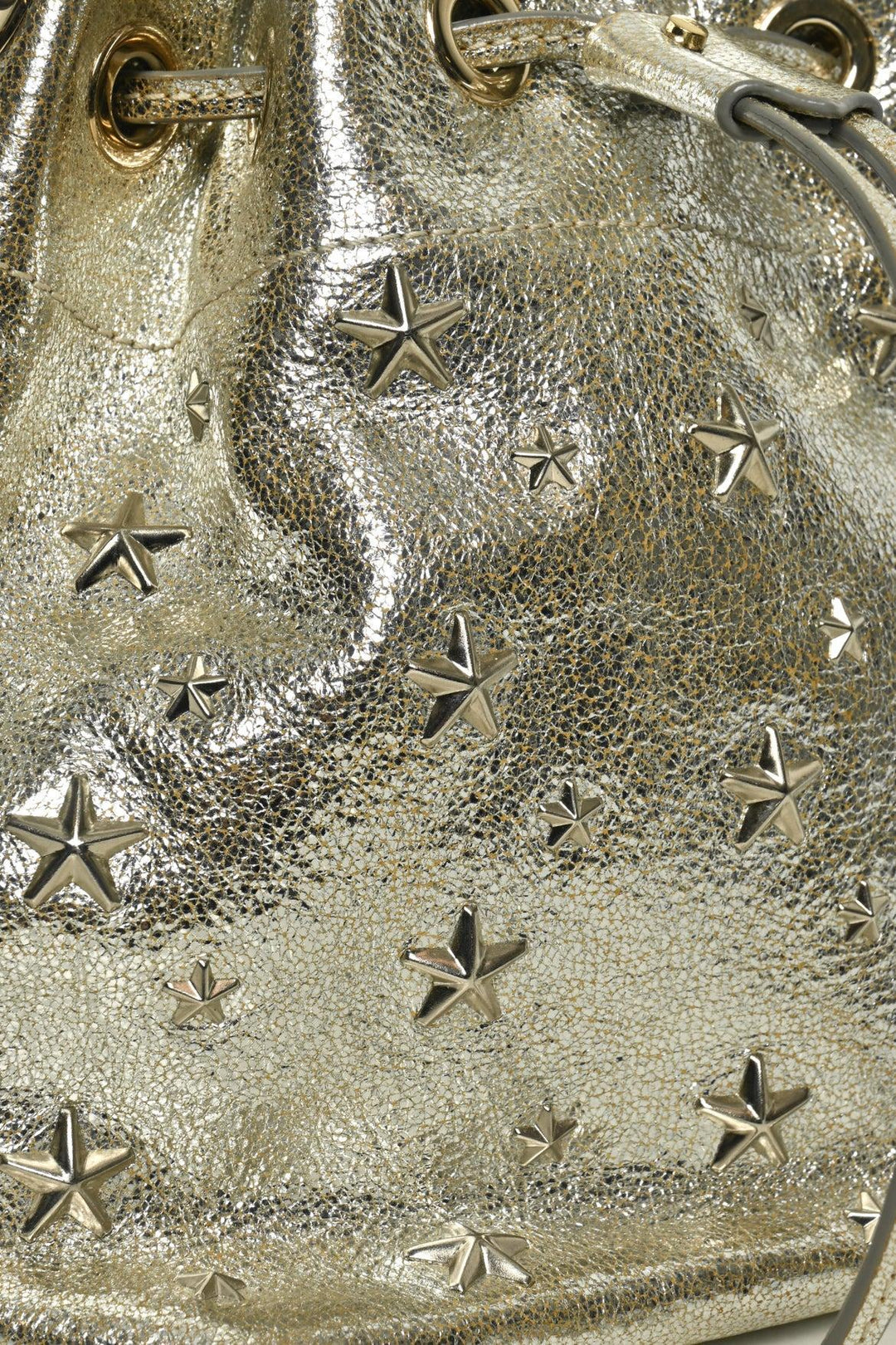 Jimmy Choo Star Studs Metallic Leather Bucket Bag Crossbody