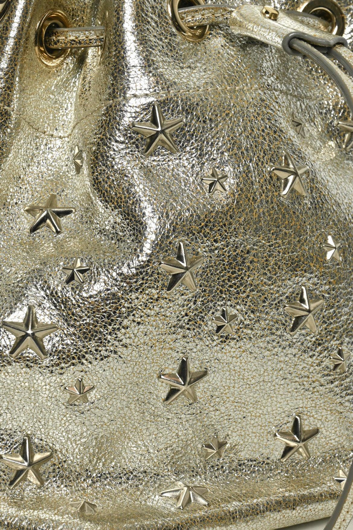 Jimmy Choo Star Studs Metallic Leather Bucket Bag Crossbody