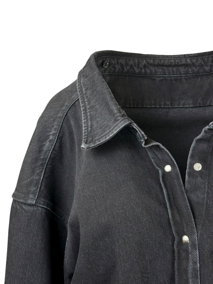 Balenciaga Size 40 2016 Oversized Denim Off The Shoulder Blouse