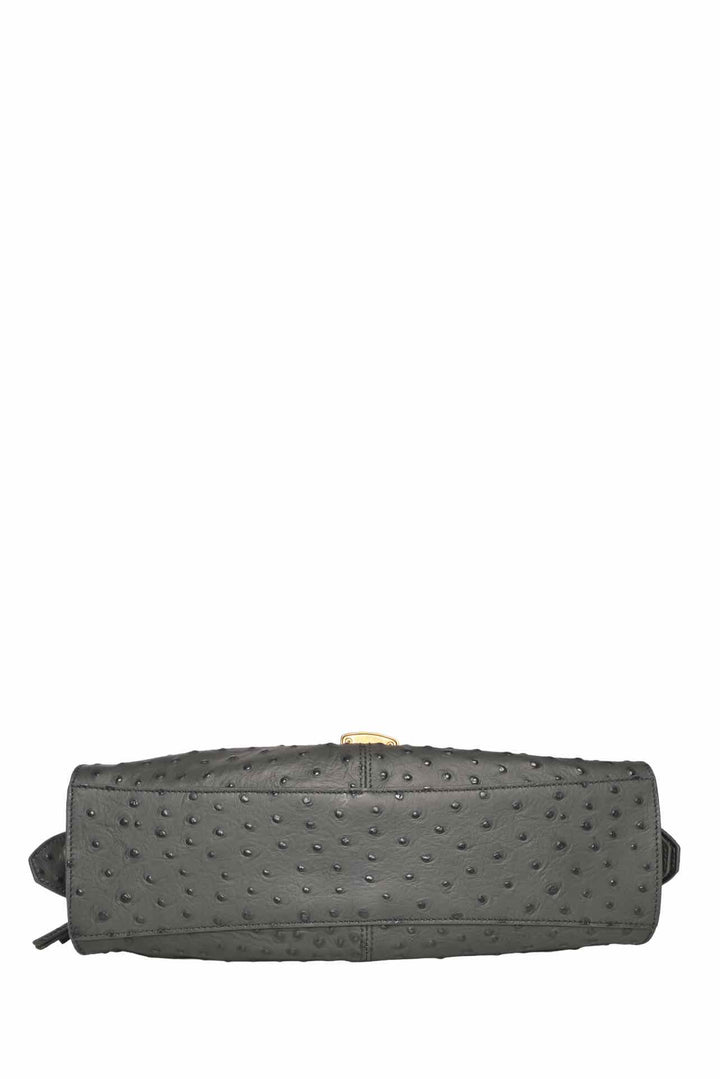 Balmain Pulse Ostrich-Effect Leather Shoulder Bag