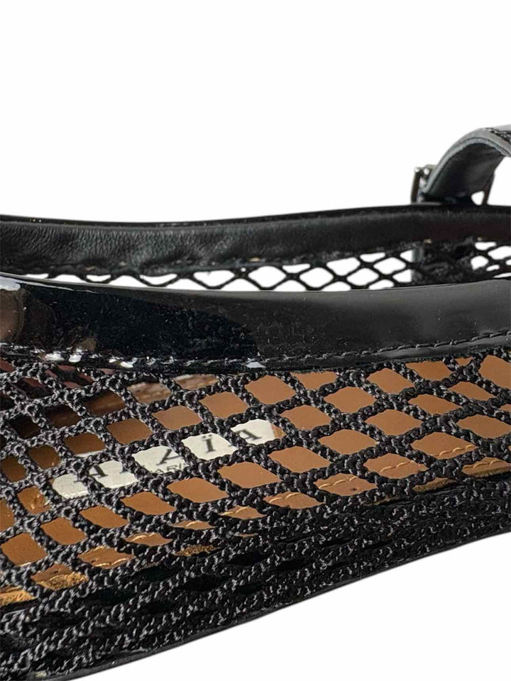 Alaia Size 40 Black Fishnet Ballerina Flats