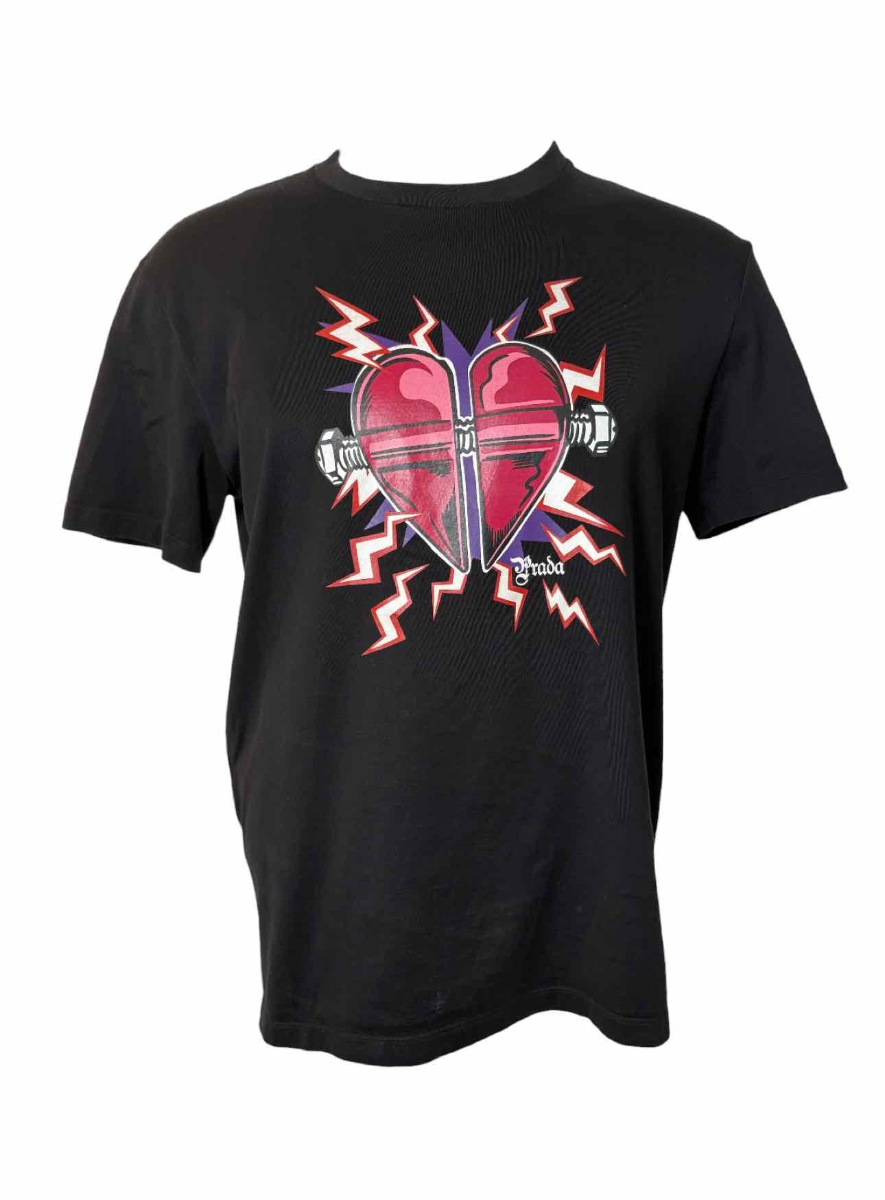 Prada Size XL Printed Heart Men's T-shirt - Luxury Used Designer