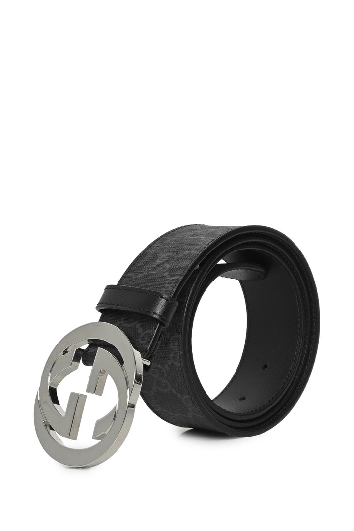 Gucci Size 36 Men's Interlocking G Buckle GG Supreme Monogram Belt