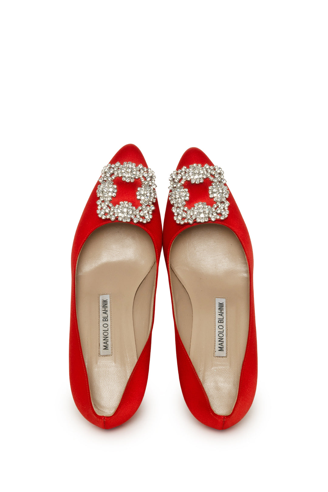 Manolo Blahnik Size 37 Hangisi 70 Crystal Embellished Satin Pumps