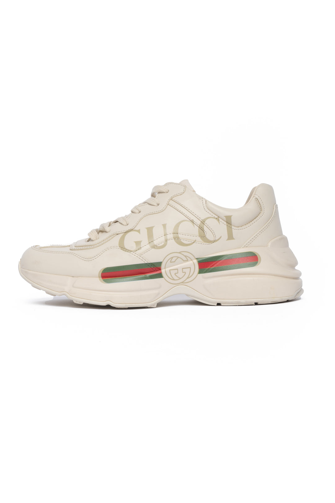 Gucci Size 8 Rhyton Logo Leather Sneaker