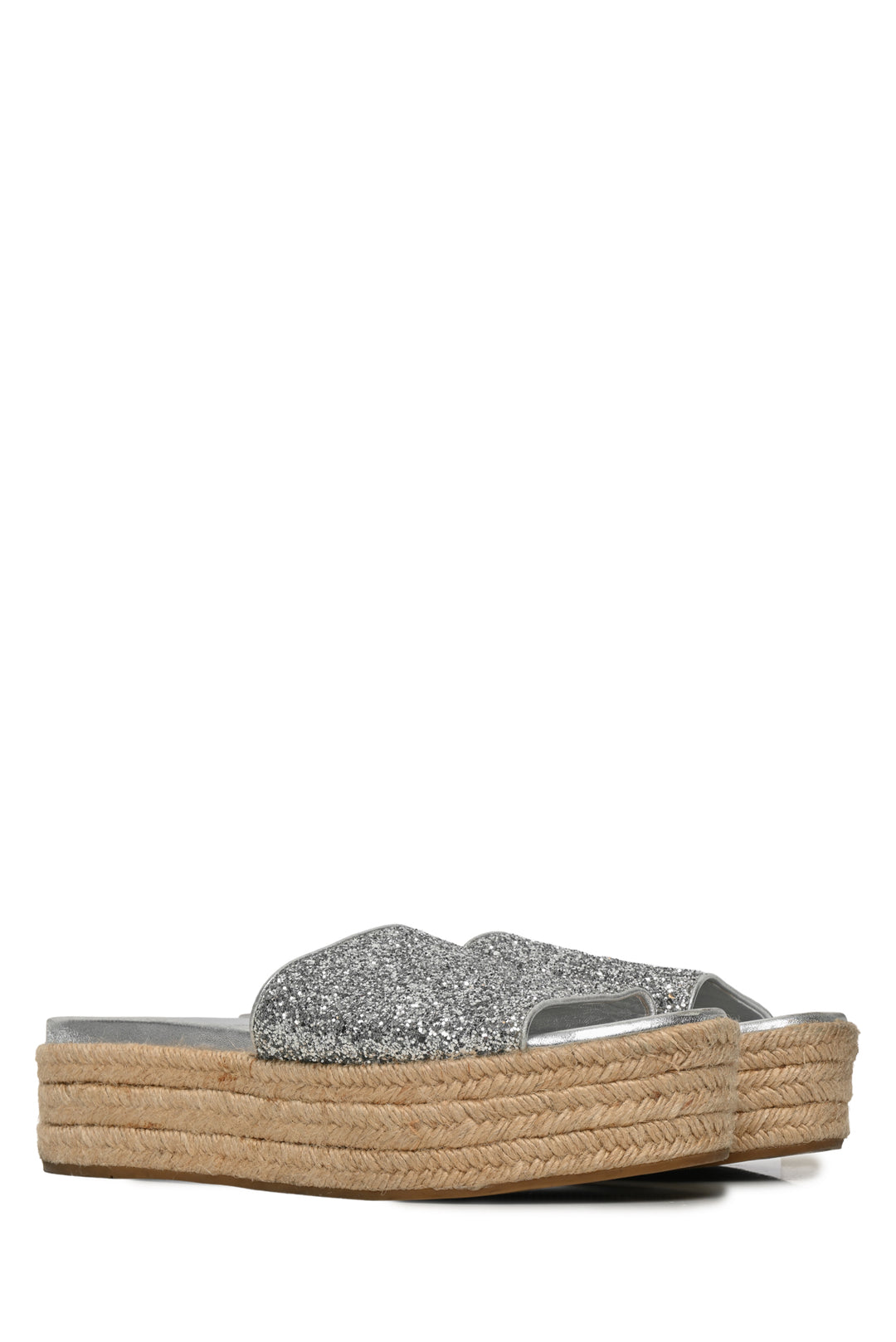 Miu Miu Size 42 Glitter Platform Espadrille Slide Sandals