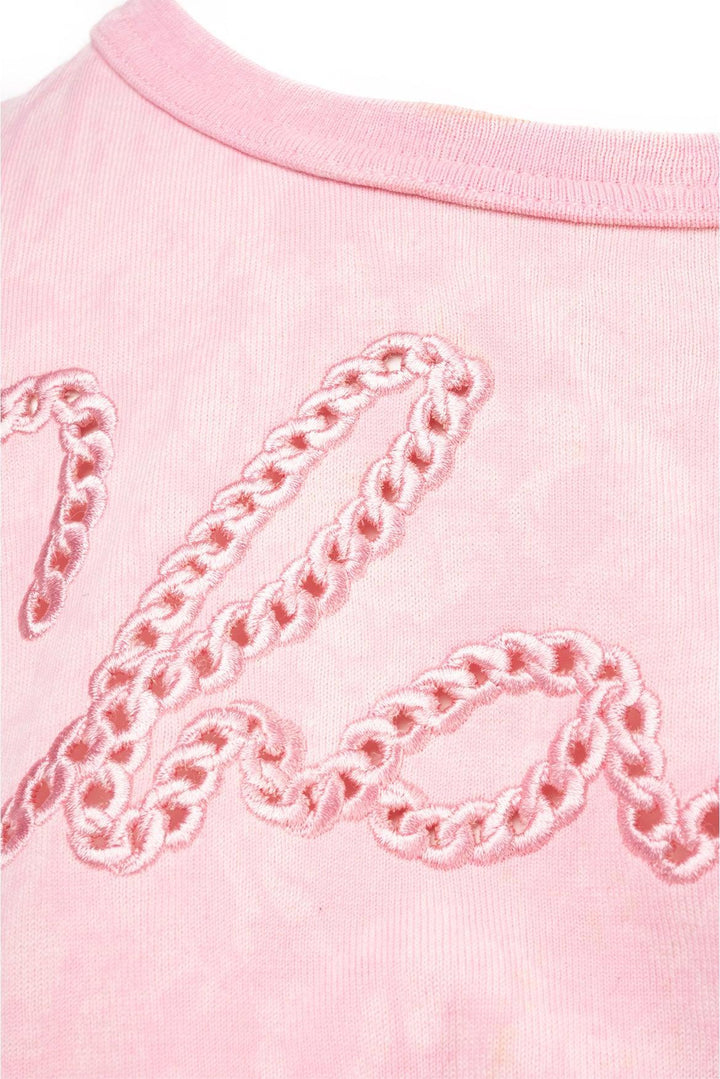 Chanel Size 2 Logo Embroidery Tie Cropped T-Shirt