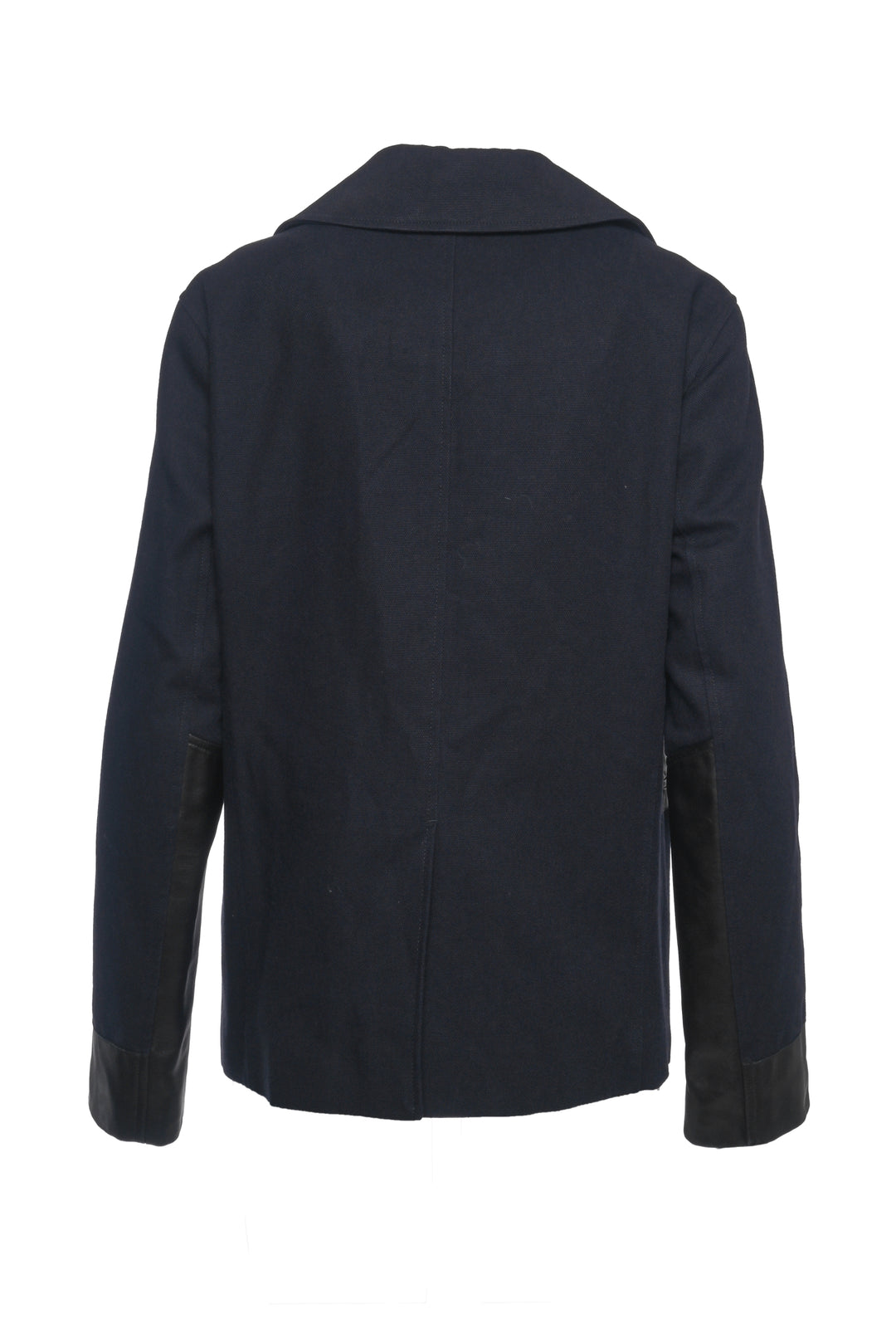 Sandro Size S Leather Trim Double Breasted Coat