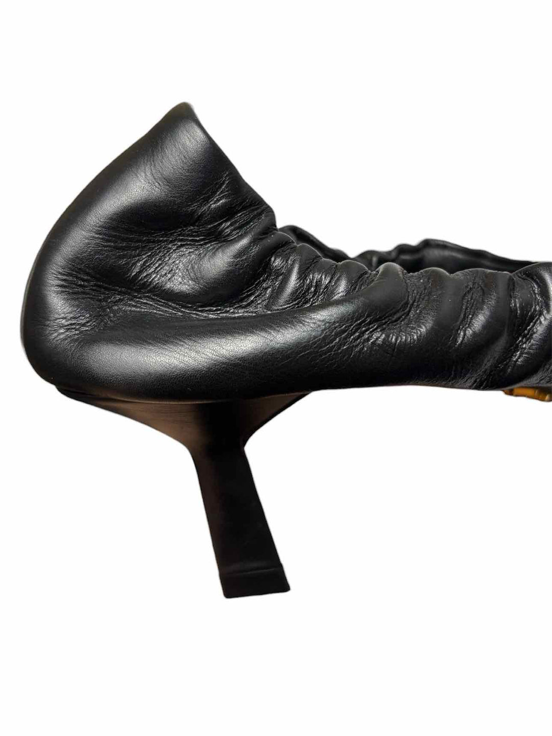 Prada Size 37 Logo Leather Kitten Heel Pumps