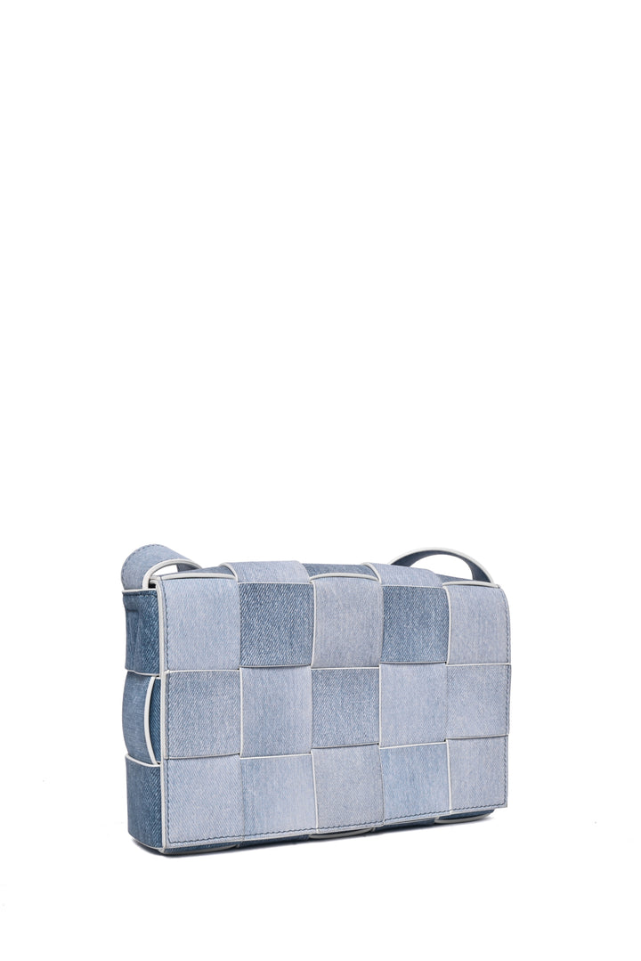 Bottega Veneta  Denim Print Intreccio Cassette Crossbody