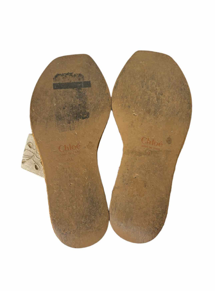 Chloe Size 36 Woodu Platform Espadrille Sandals