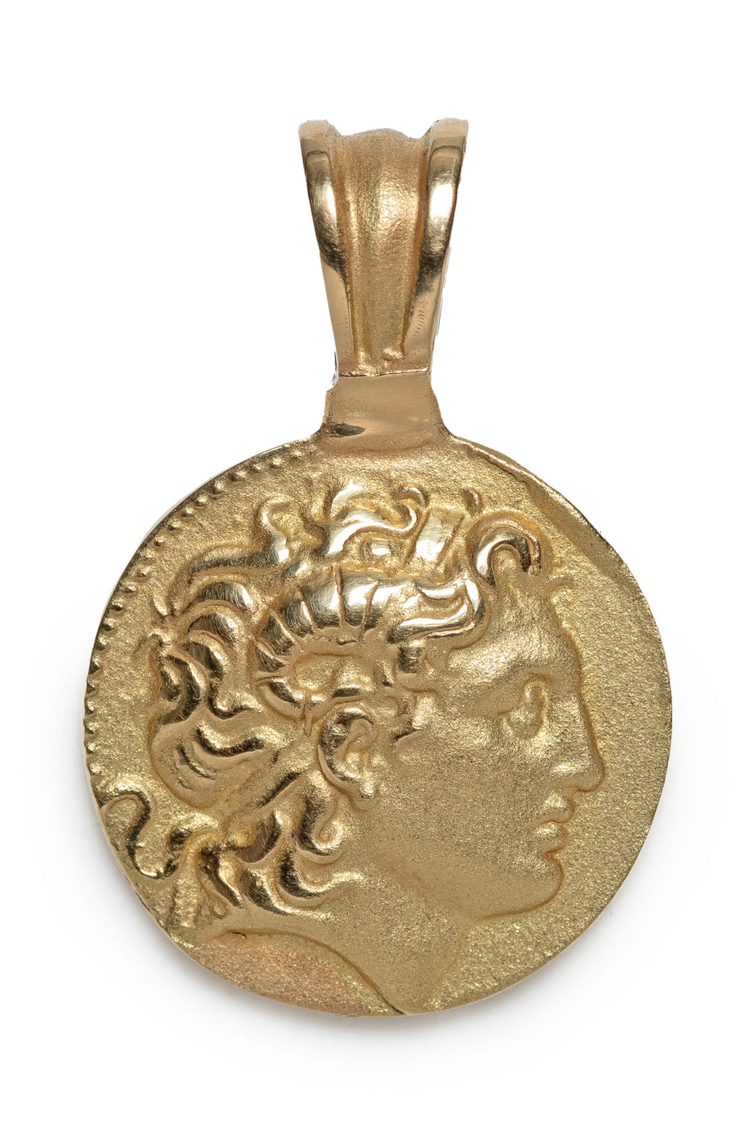 18K Yellow Gold 'Alexander The Great' Greek Coin Medallion Pendant