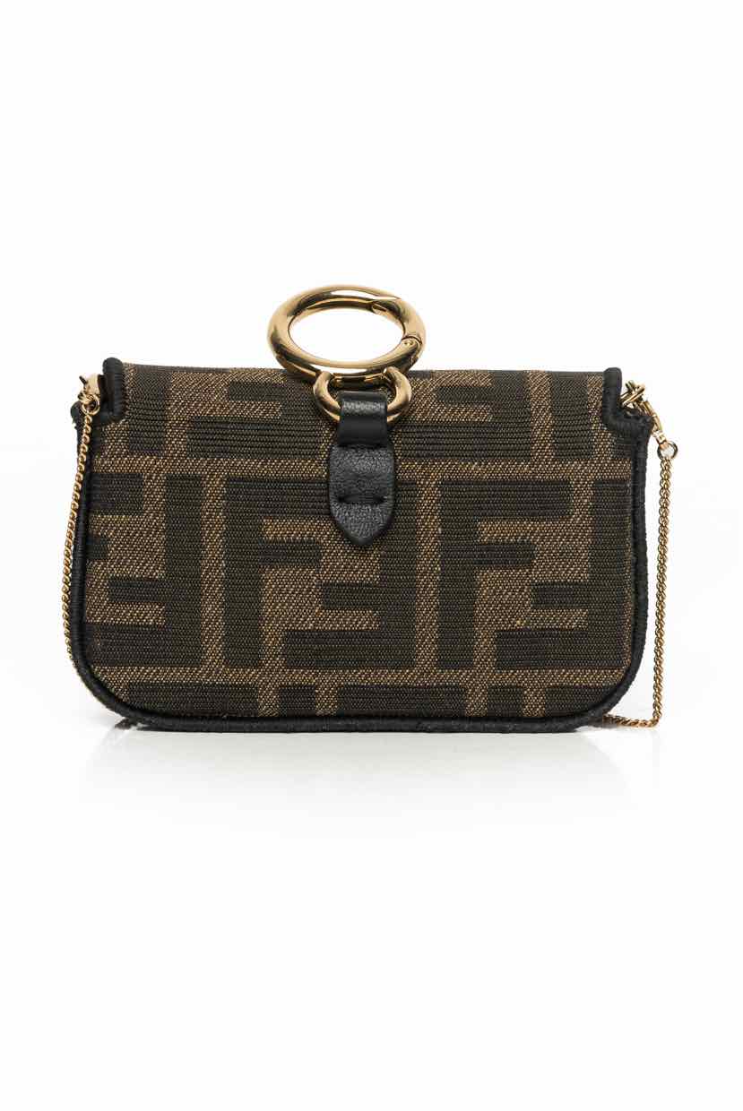 Fendi Zucca Nano Baguette Charm Chain Crossbody