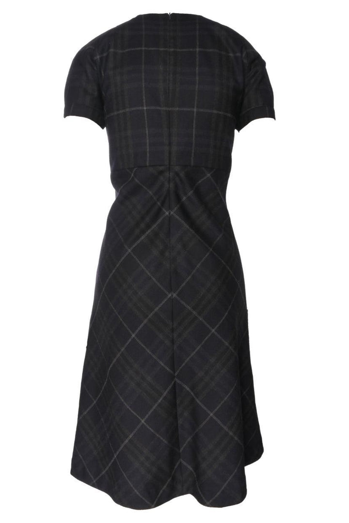 Burberry London Size 8 Short Sleeve Plaid Wool Dress
