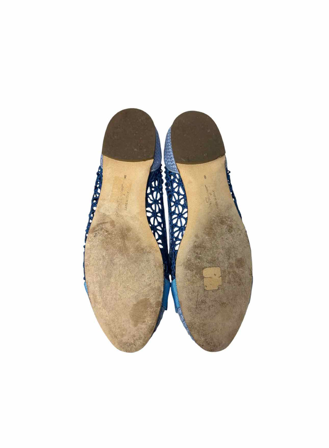 Ferragamo Size 8 Varina Crochet Ballet Flats