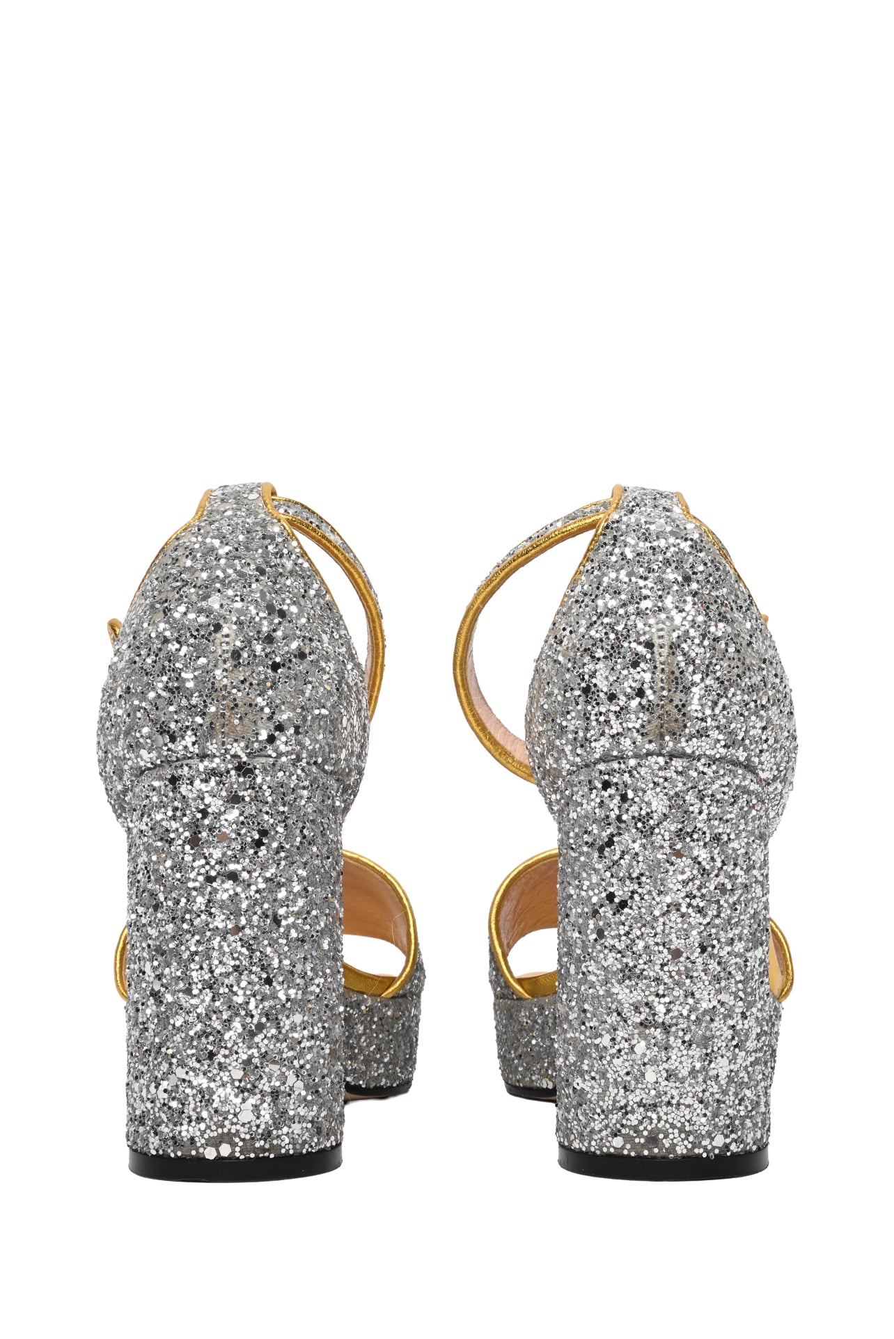 美品☆GUCCI メリックヘリテージGGラメ エスパドリーユ Gucci Size 37 Soko Glitter Platform Sandals - Luxury Used Designer