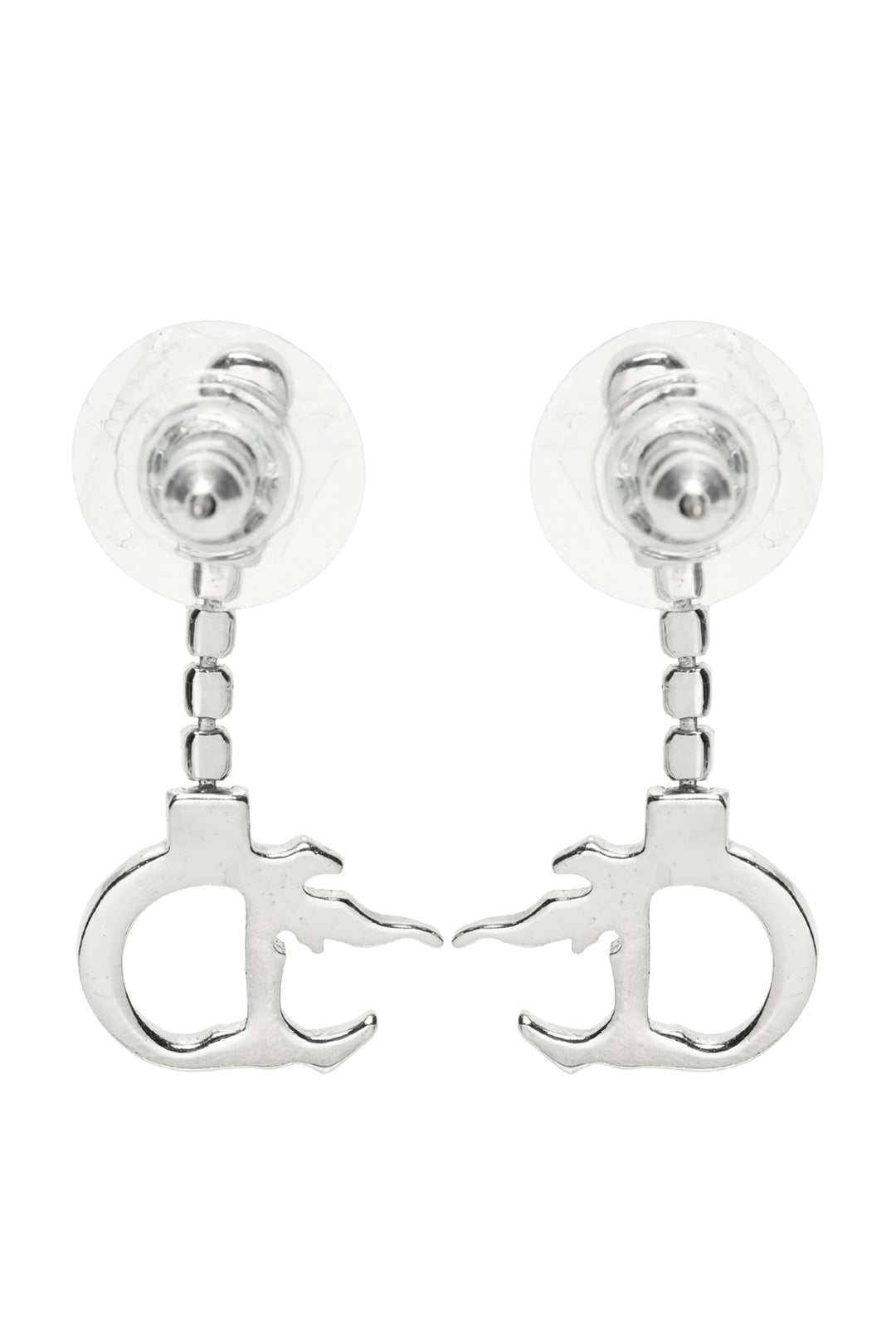 Christian Dior 'D' Logo Crystal Drop Earrings