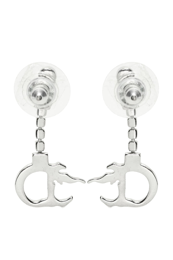 Christian Dior 'D' Logo Crystal Drop Earrings