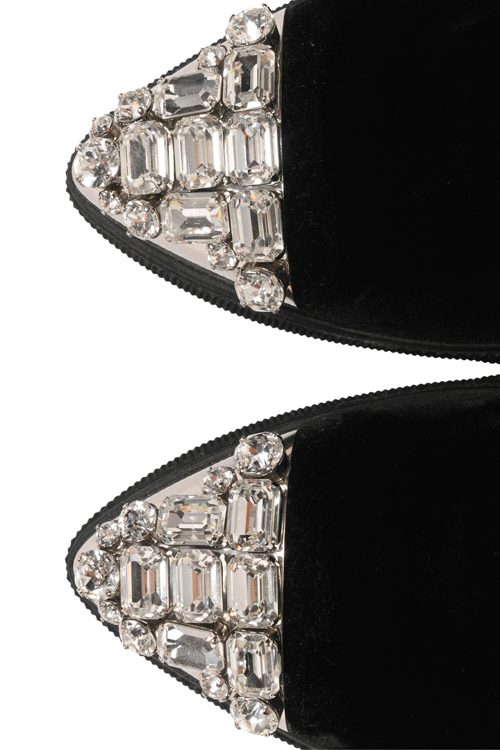 Miu Miu Size 36 Velvet Crystal Embellished Toe Cap Slip On Sneaker