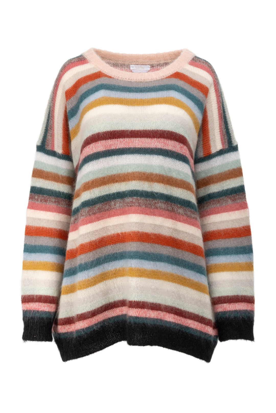 Chloe Size S Mohair-Blend Multi-Colour Striped Sweater