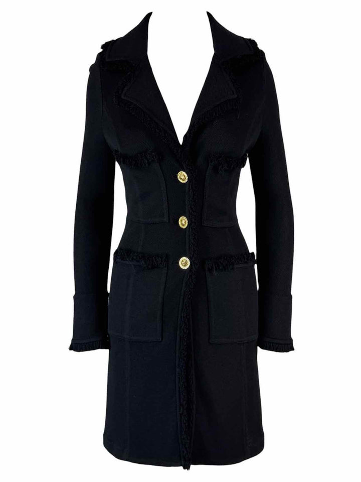 St. John Size 8 Knit Fringe Trim Coat