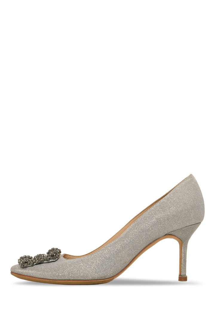 Manolo Blahnik Size 37.5 Hangisi 70 Sparkly Pumps