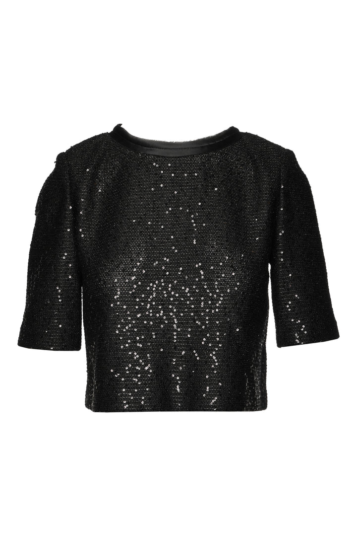 St. John Size P Sequin & Bow Embellished Cropped Tops
