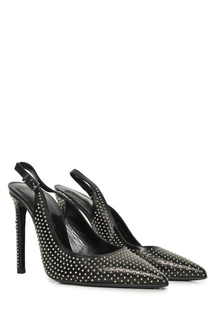 Saint Laurent Size 36 Leather Studded Slingback Pumps