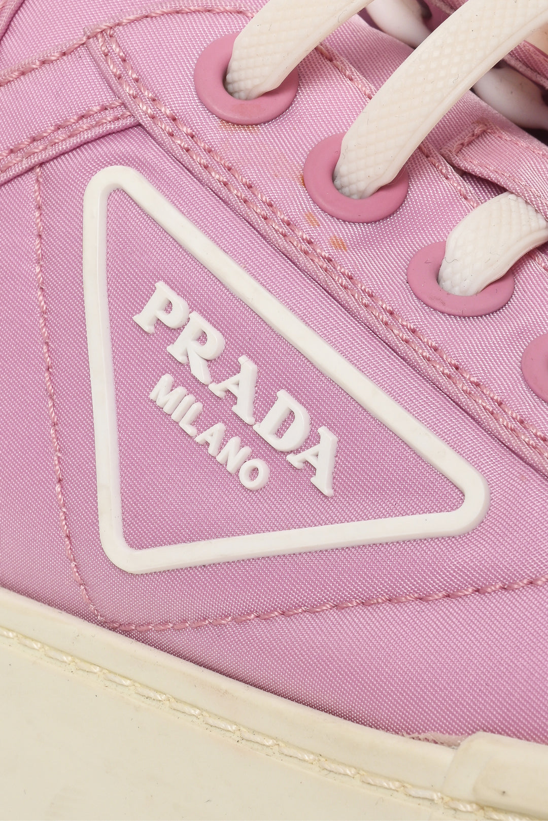 Prada Size 38.5 Re-Nylon Gabardine Triangle Logo Double Wheel Sneaker