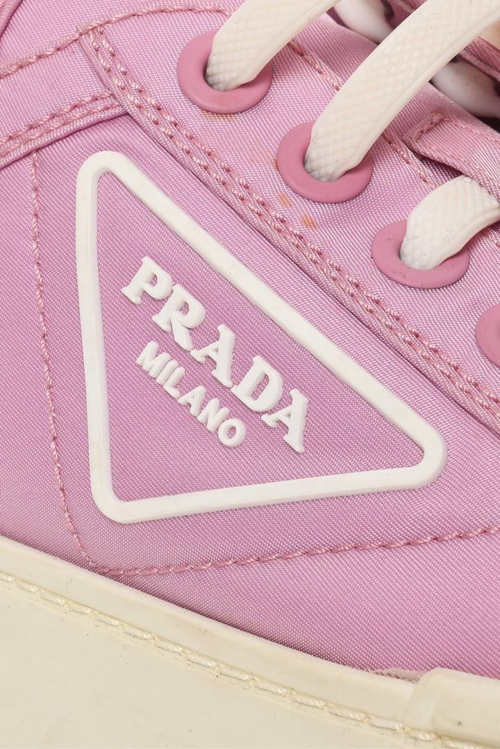 Prada Size 38.5 Re-Nylon Gabardine Triangle Logo Double Wheel Sneaker