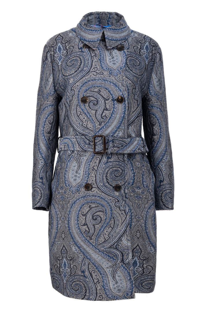 Etro Size 38 Jacquard Paisley Trench Coat