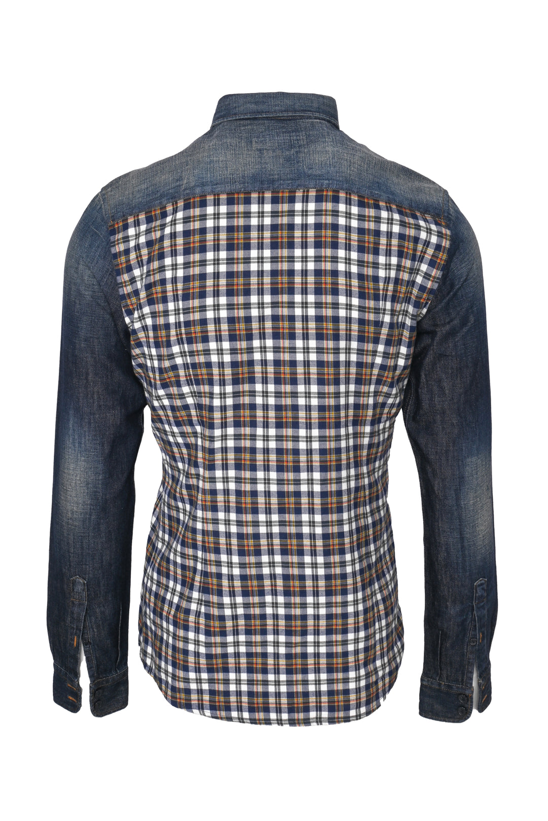 Dolce & Gabbana Size S Men's Sicilia Denim & Plaid Shirt Long Sleeve