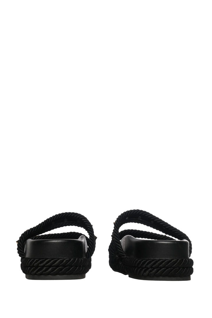 Valentino Size 37 Rockstud Leather Slide Sandals
